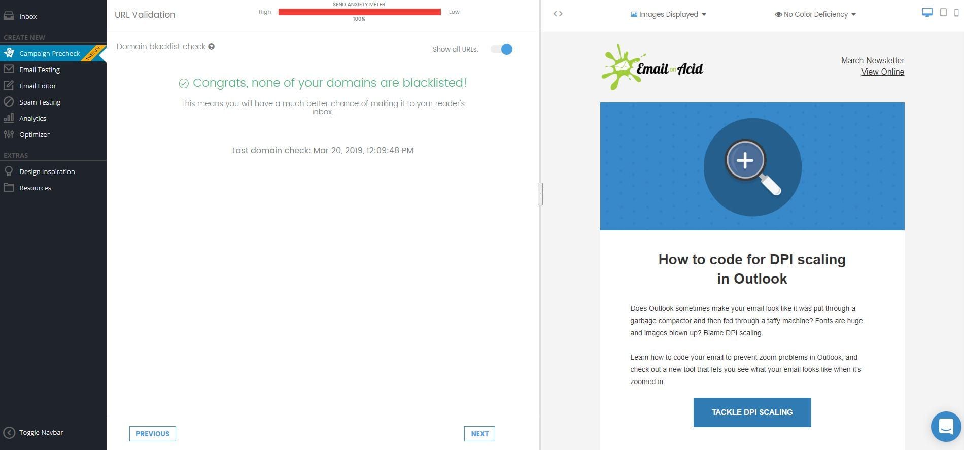 Avoiding an email domain blacklist