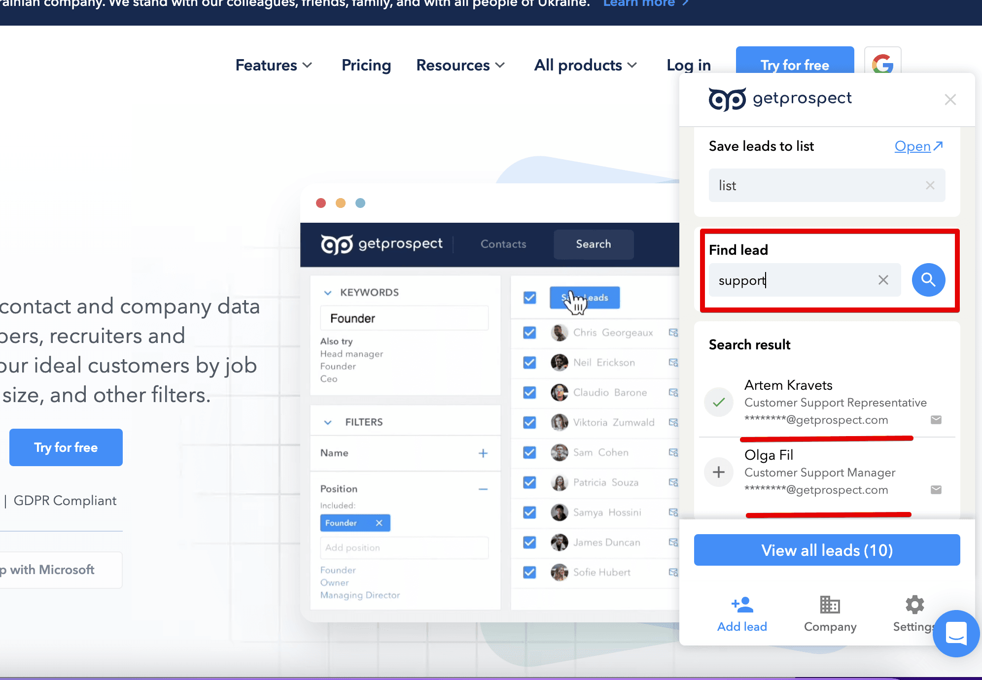 Browser extension finding a company email on a website
