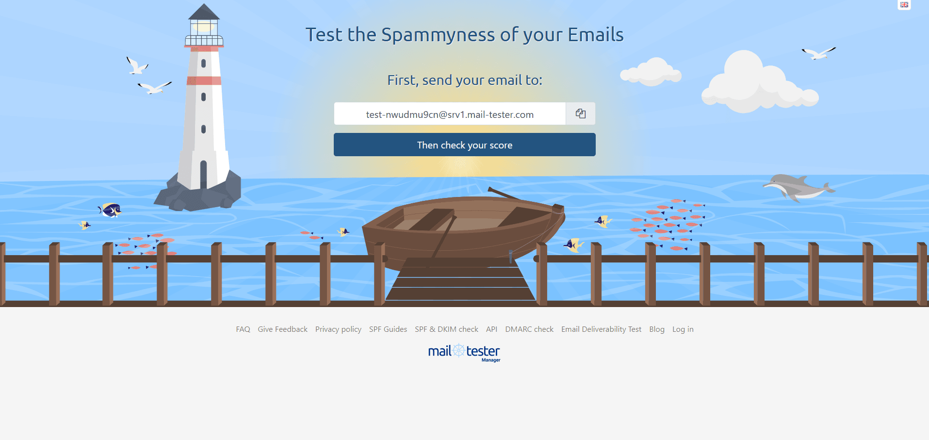 Checking an email spam score with a testing tool