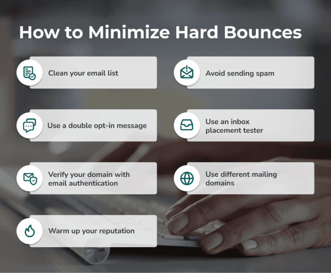 Illustration of common causes behind bounced emails, including authentication and list-quality failures