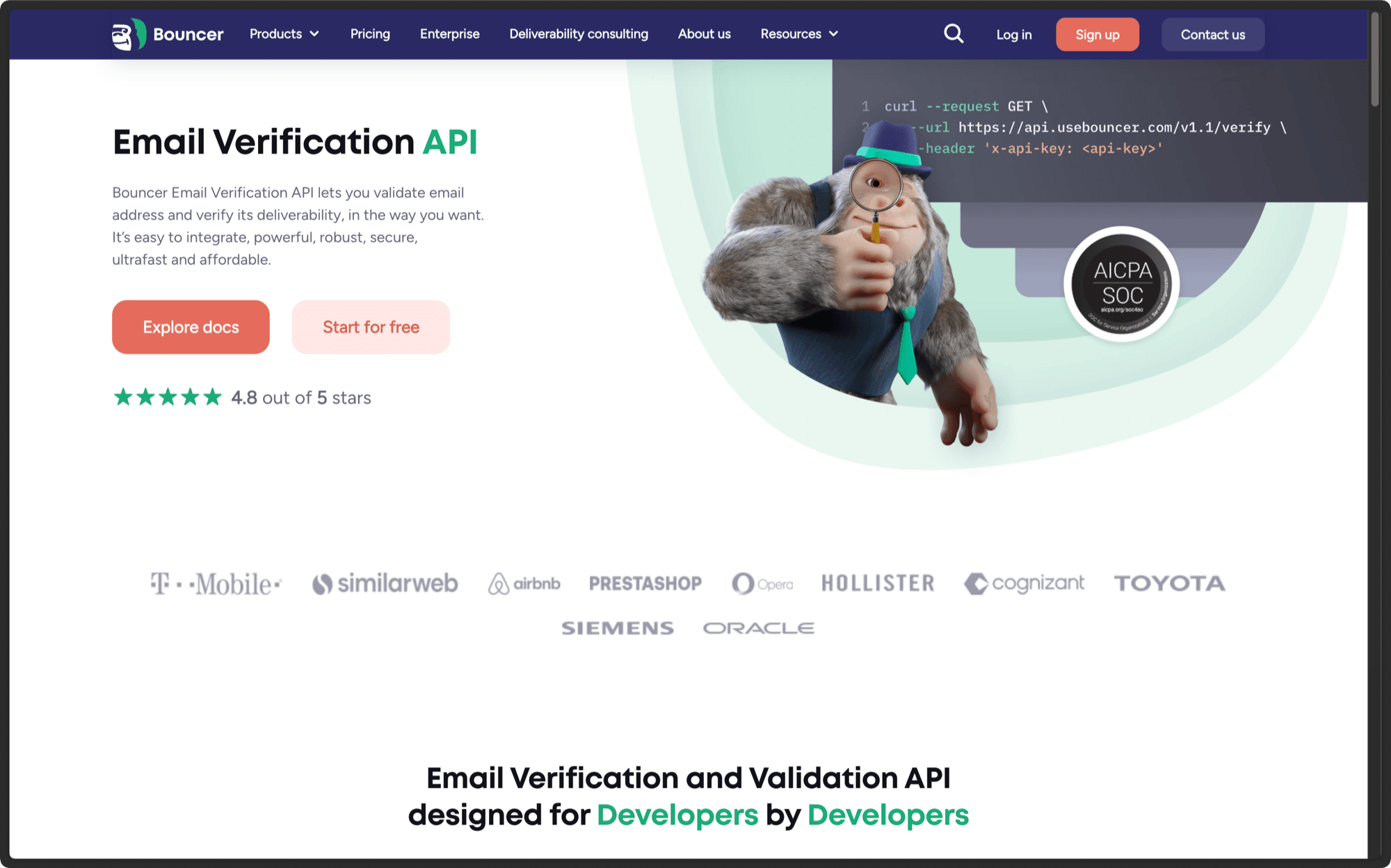 Chart comparing email verification API processing throughput across providers