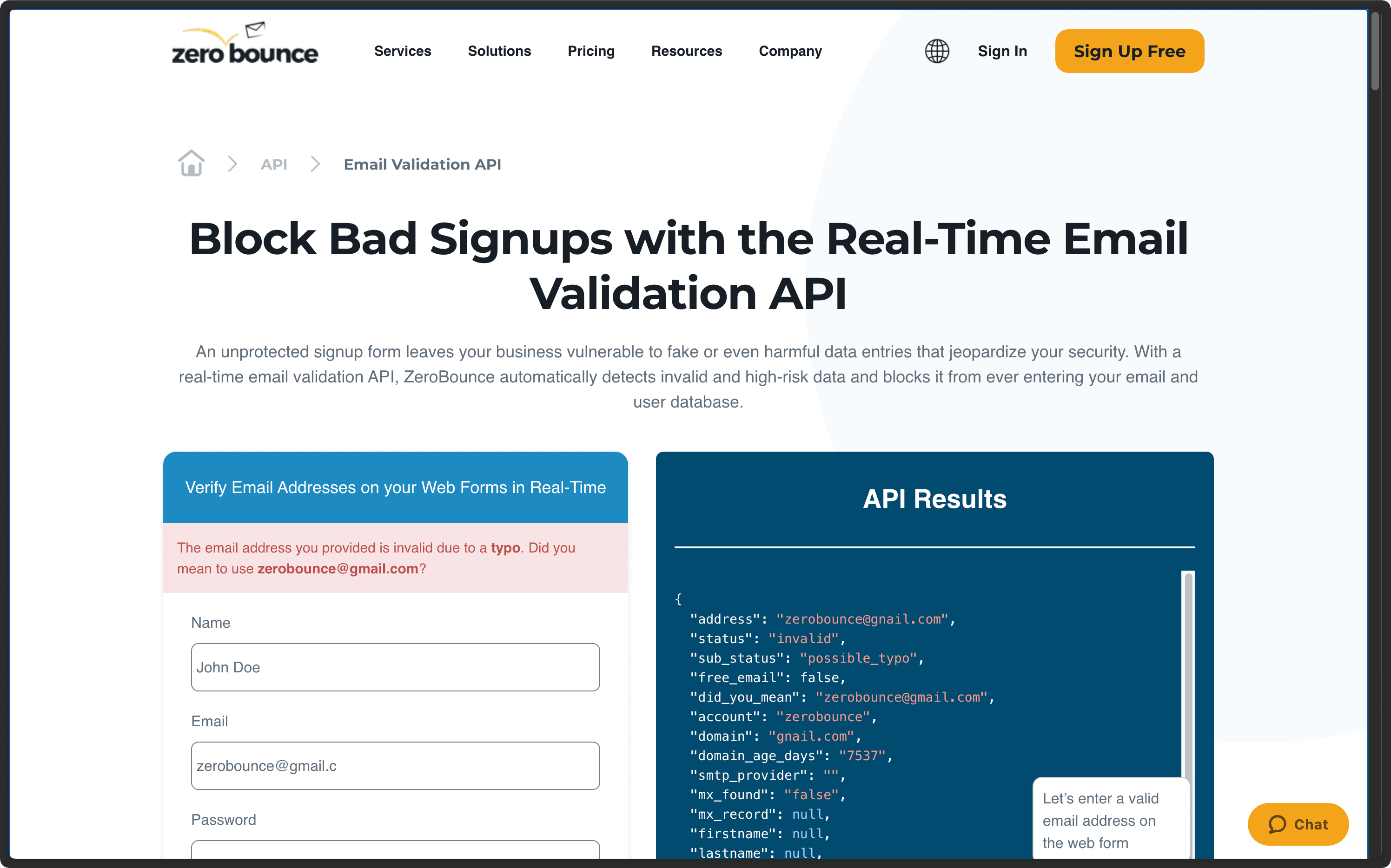 Screenshot of ZeroBounce's email verification API dashboard used for accuracy and reliability comparisons