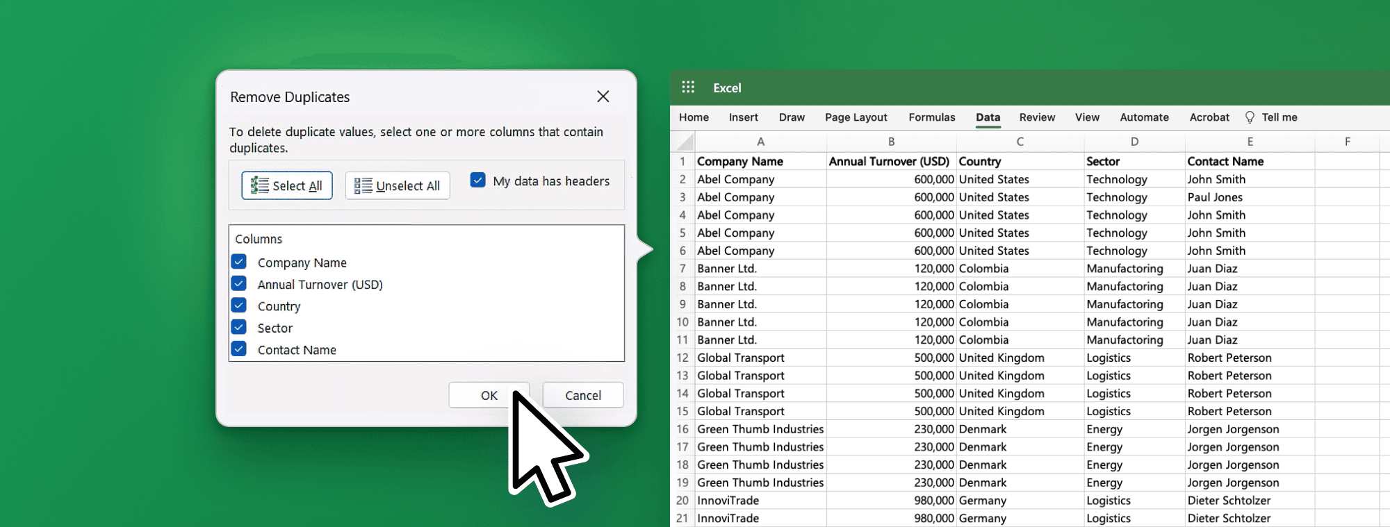 Cleaning a mailing list by removing duplicates