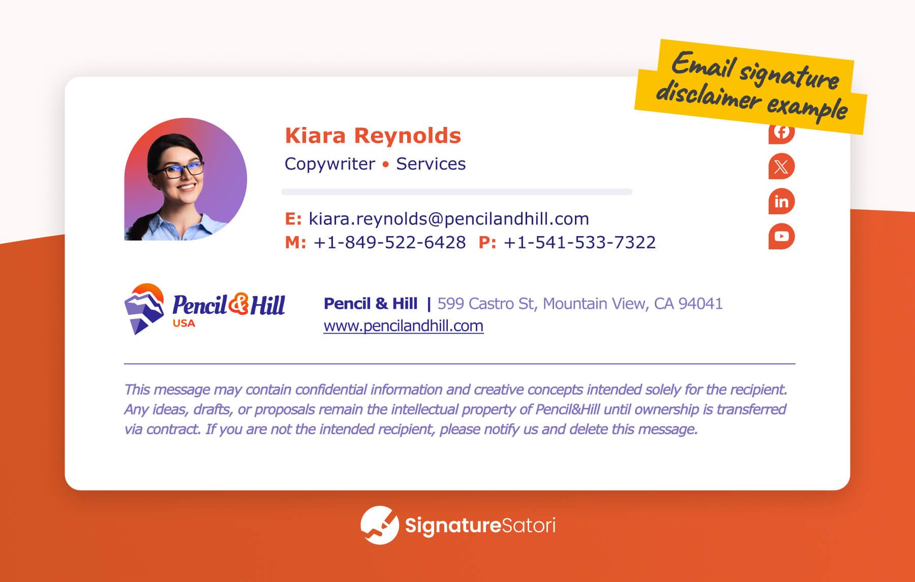 Example of a disclaimer at the bottom of an email signature