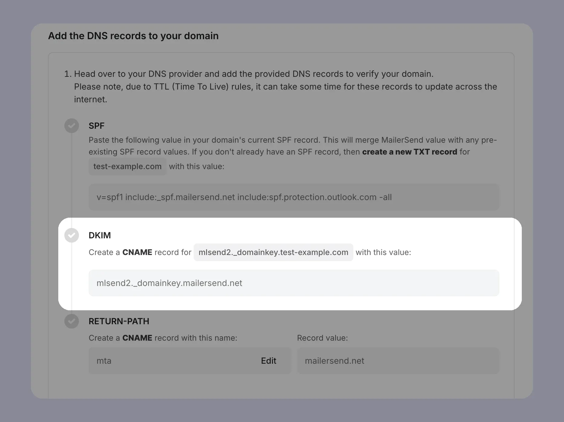 A DKIM record published as a CNAME that points to a provider-hosted key instead of a raw TXT value