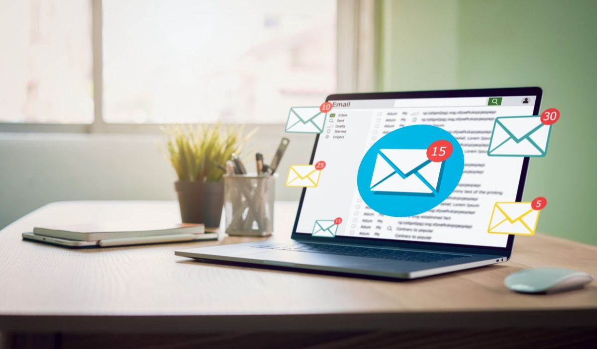 Email message with an attachment on screen