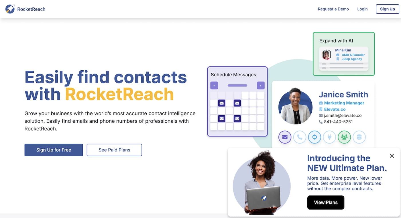 Email finder tool showing executive contact details