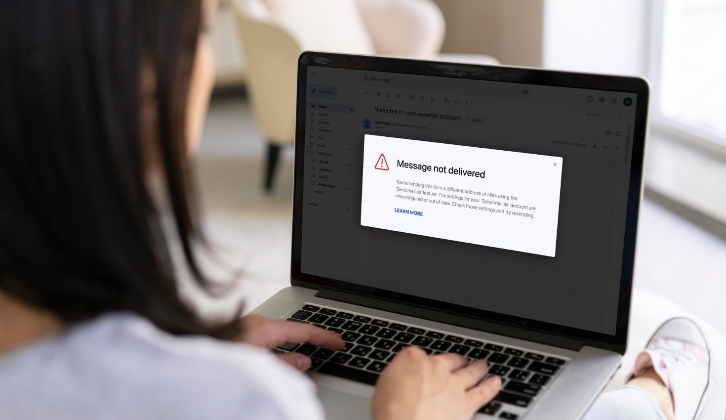 Bounce notification showing an email message that was not delivered to the recipient