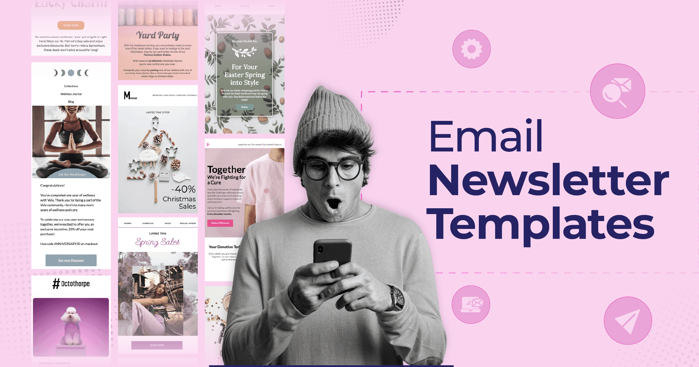Email newsletter templates balancing images and live text