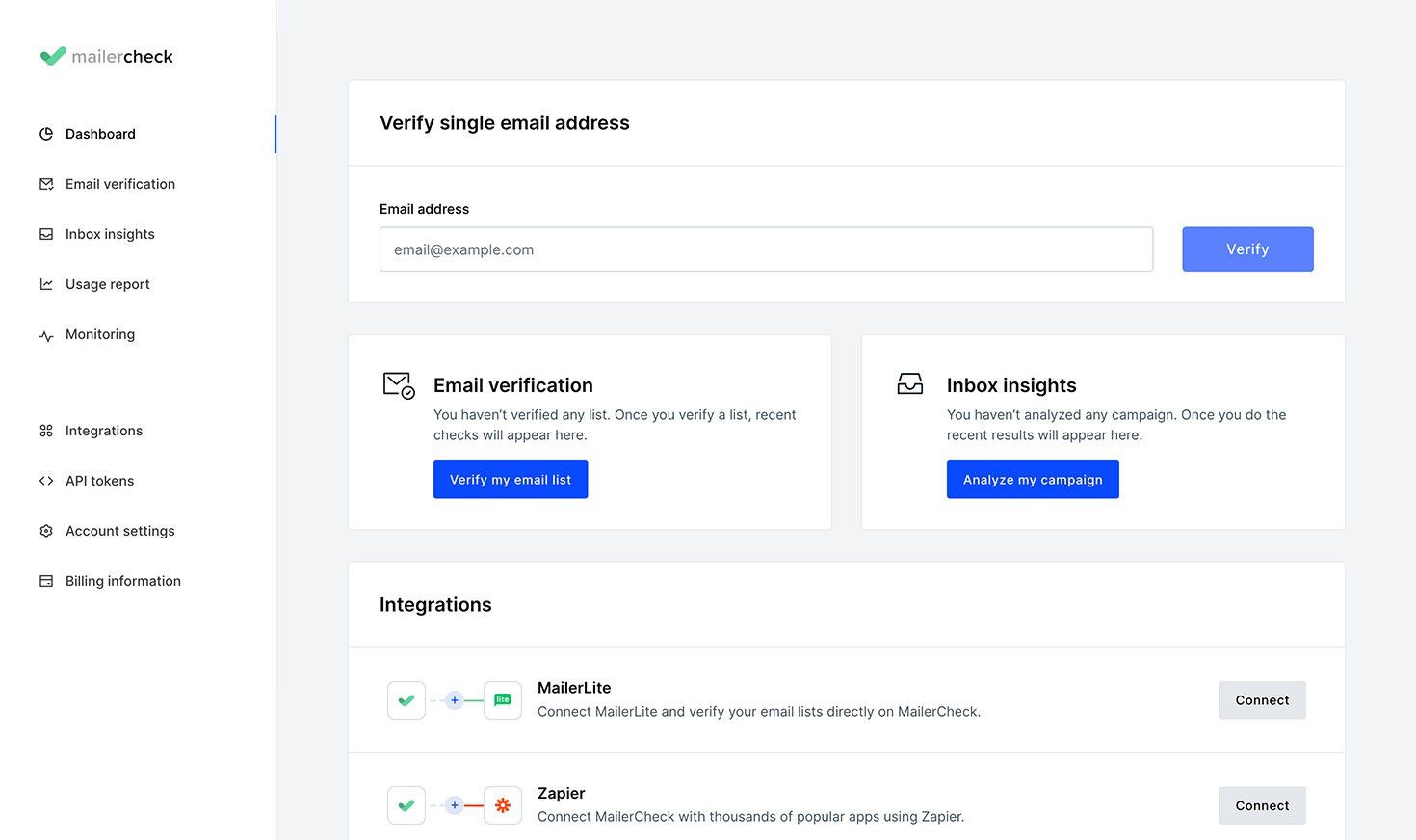 Verifying a single email address in real time during a Zap run