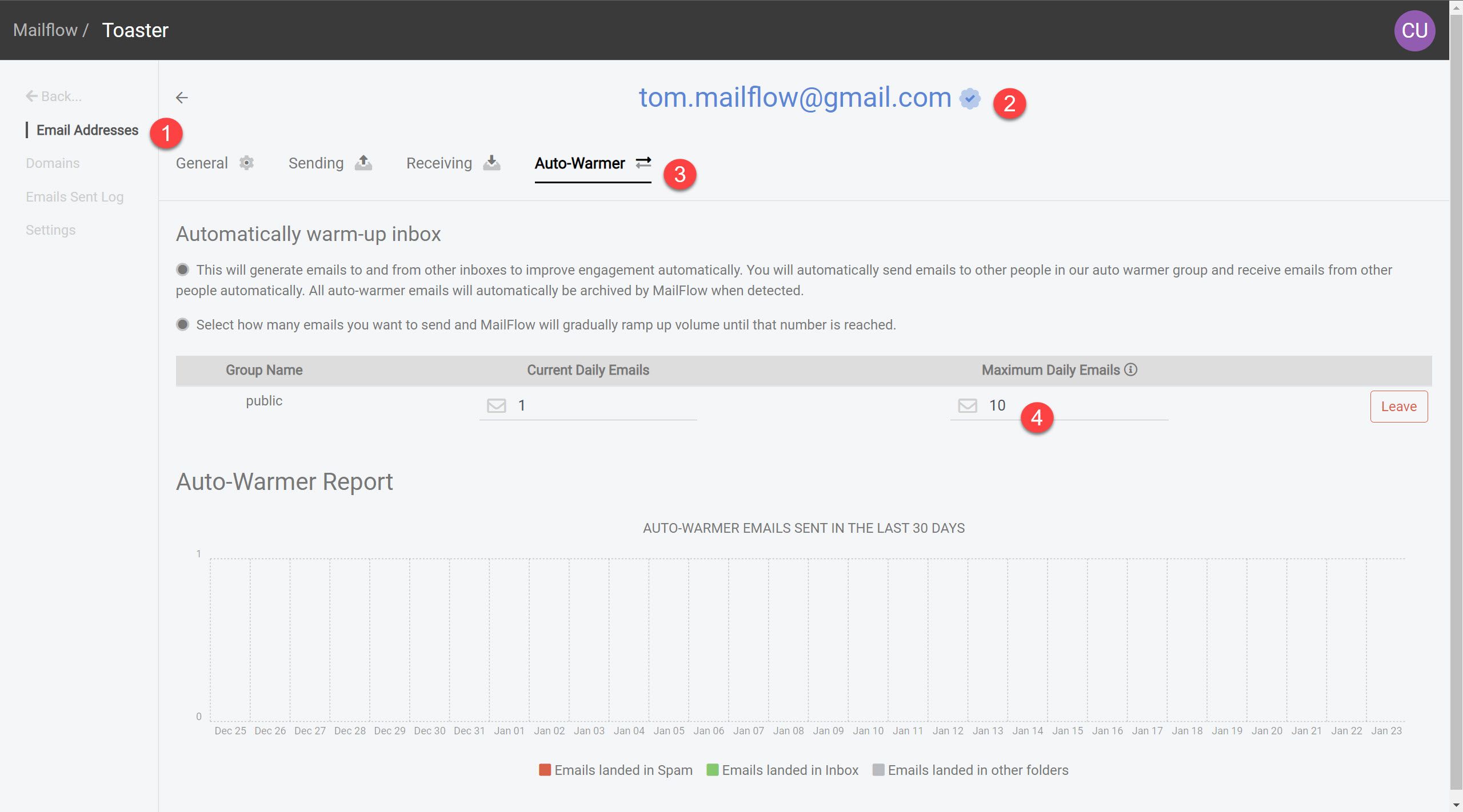Email warmup authentication setup
