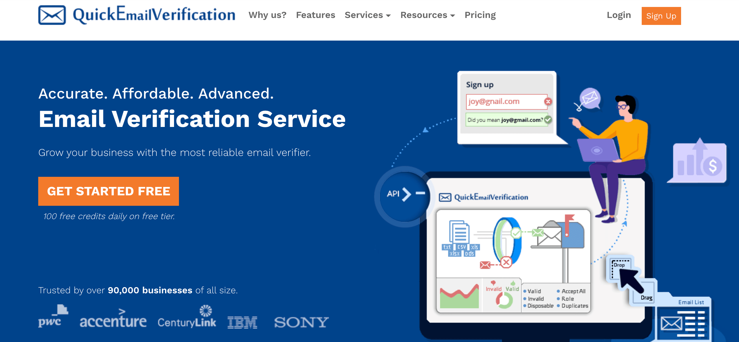 Free email verifier showing a verification result