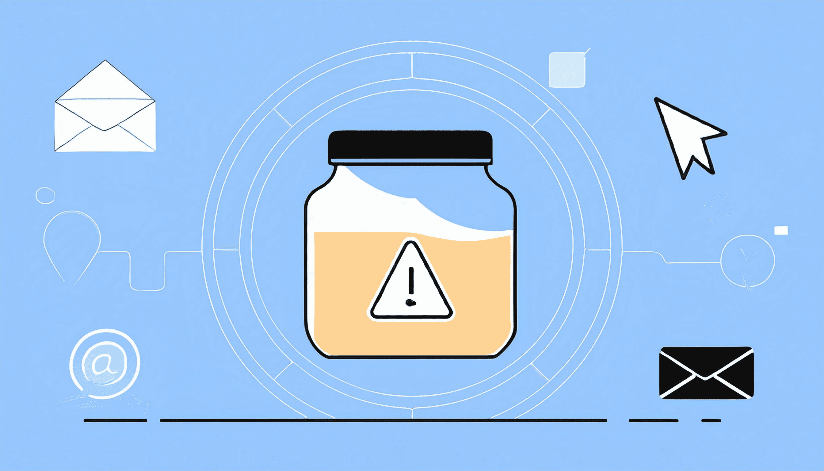 Honey jar with warning sign representing honeypot risks to email deliverability