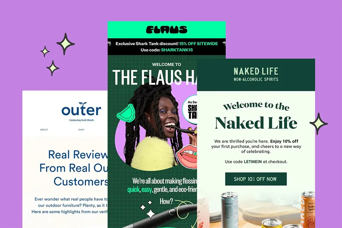 A Klaviyo welcome email design