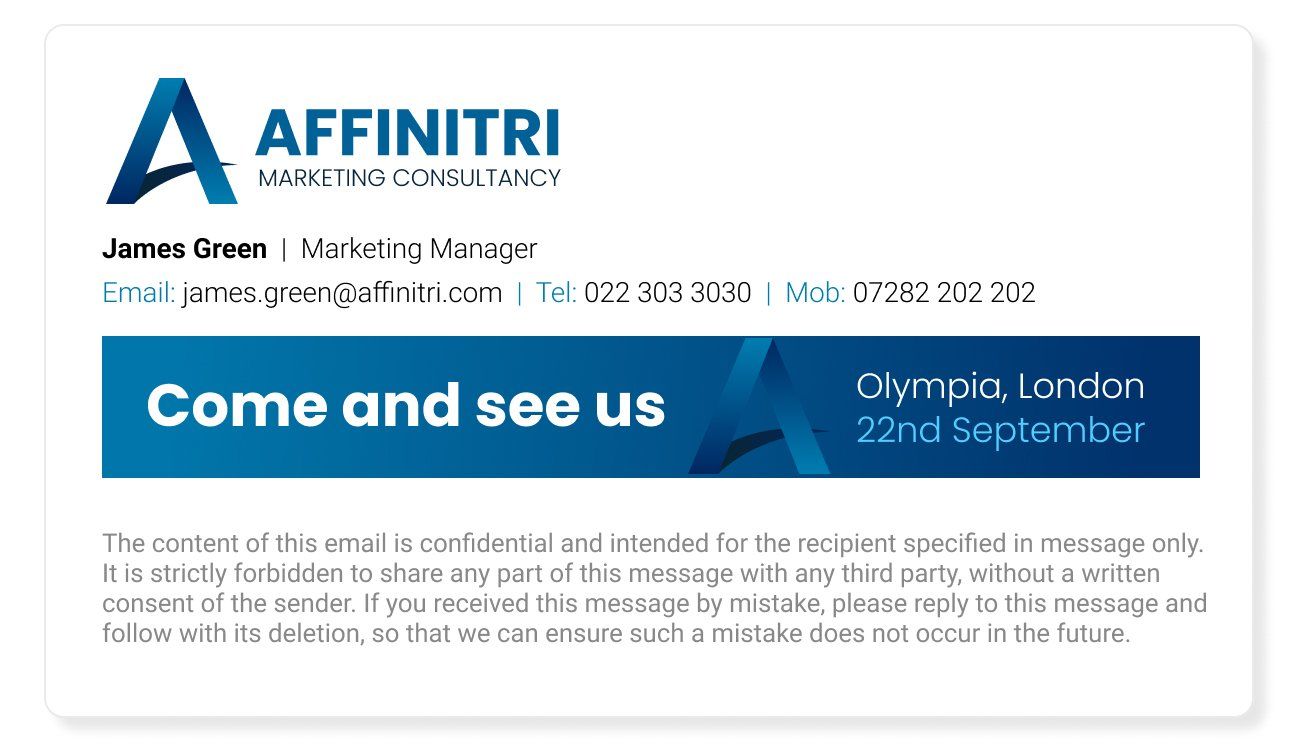 Legal email signature template with a disclaimer