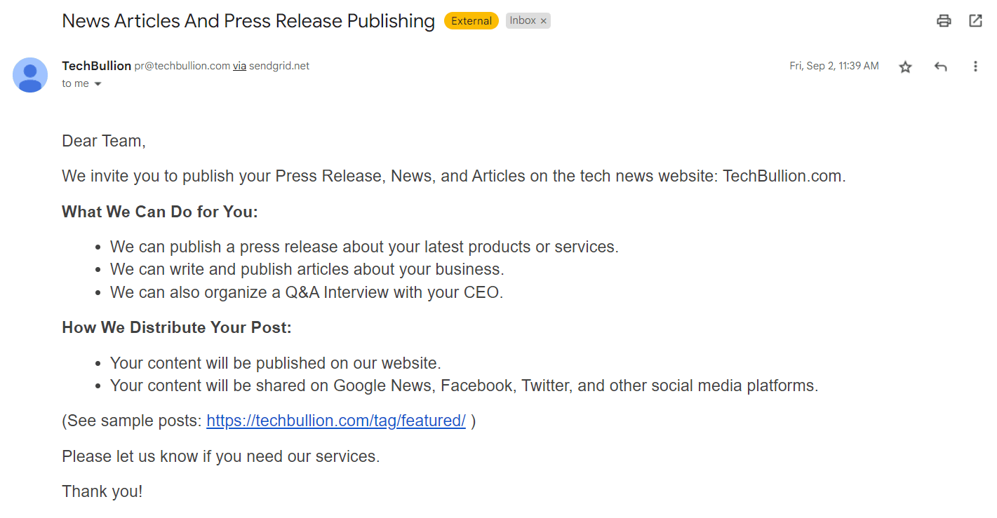PR outreach tool discovering a journalist contact email