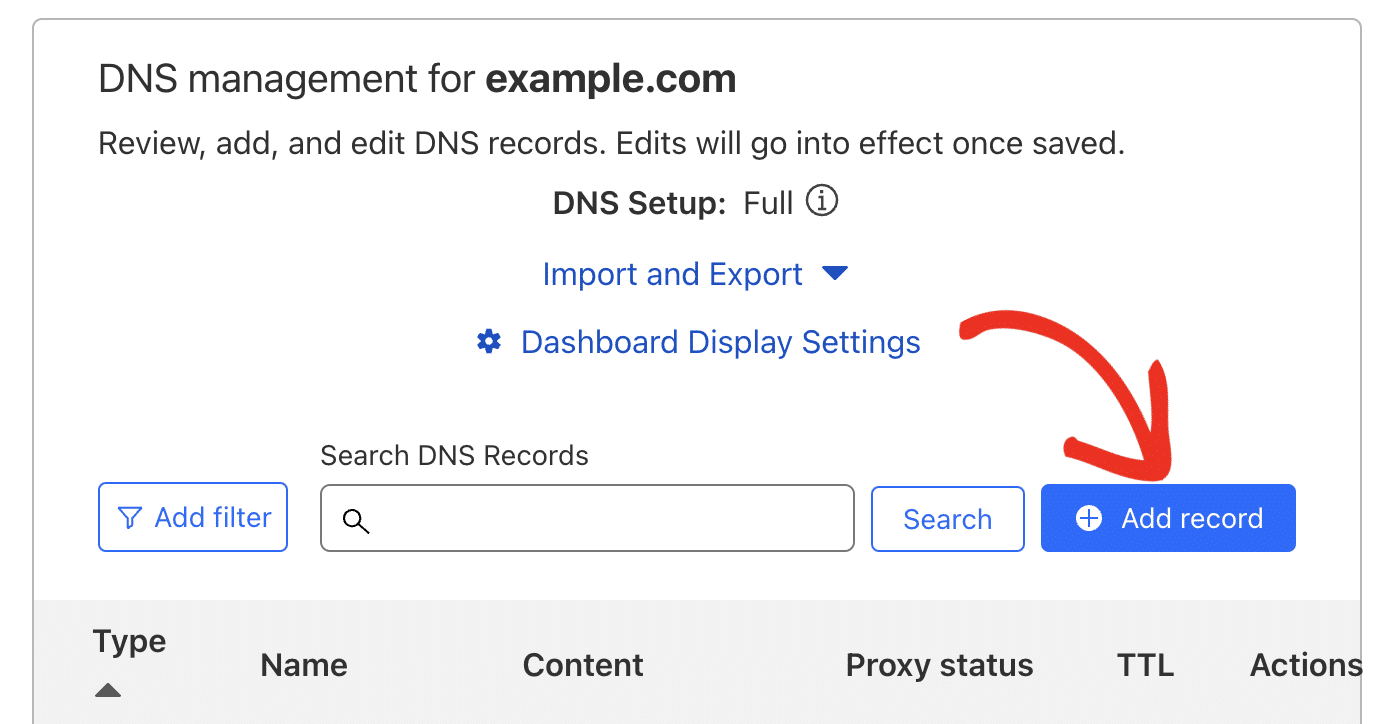 Adding a new CNAME record in a DNS zone editor to publish SendGrid DKIM keys