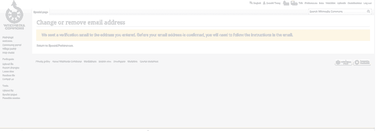 Web page notice saying a verification email was sent to the address entered