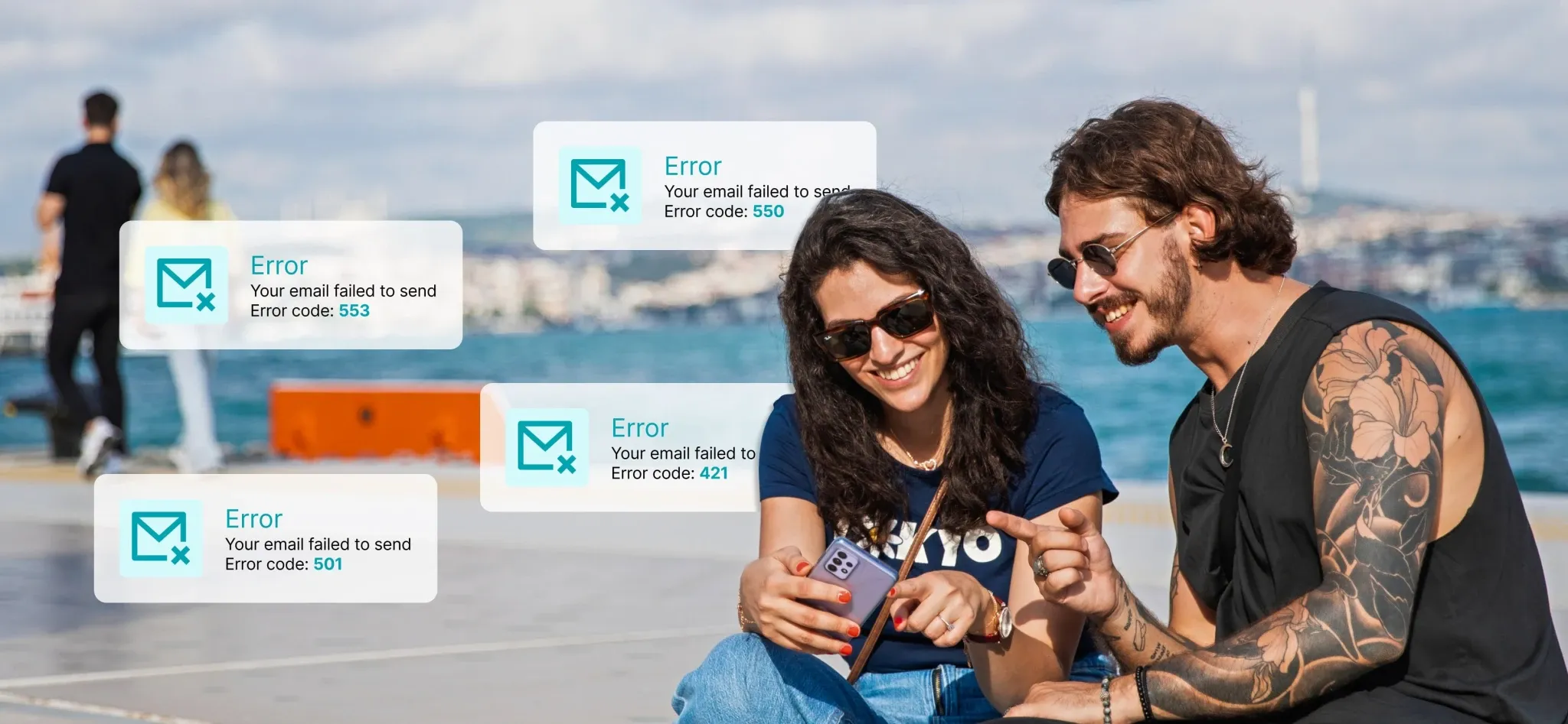SMTP status code reference chart with 4xx and 5xx categories