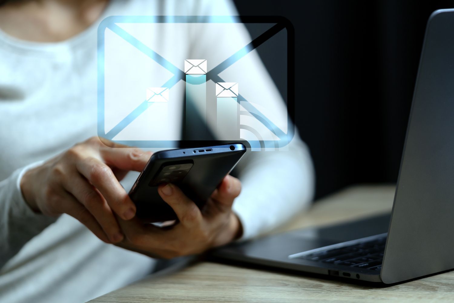 Reading a webmail inbox on a laptop in a browser