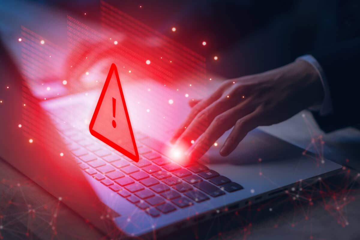 Malicious email opened on a laptop illustrating a business email compromise attempt