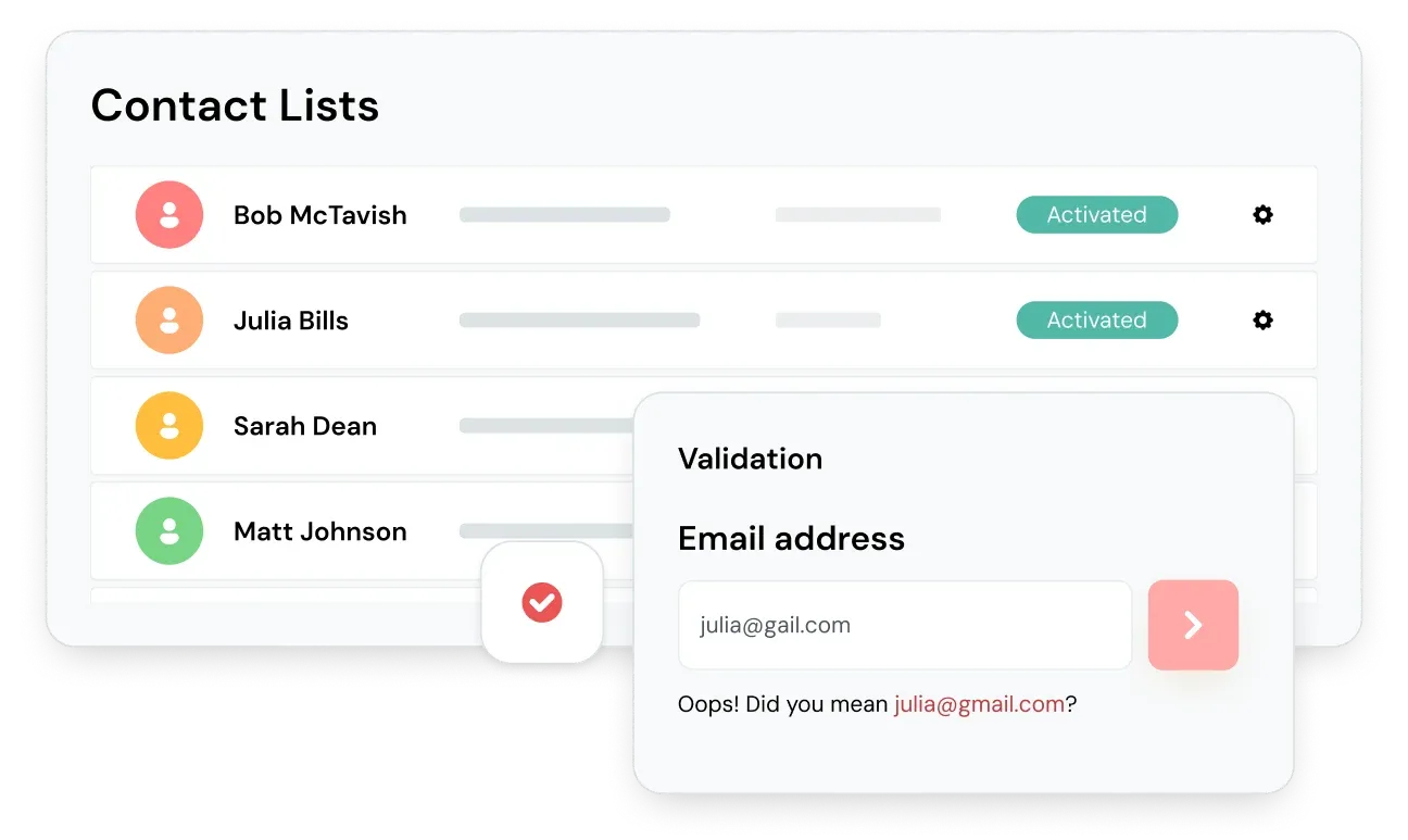 Verifying a contact list before sending